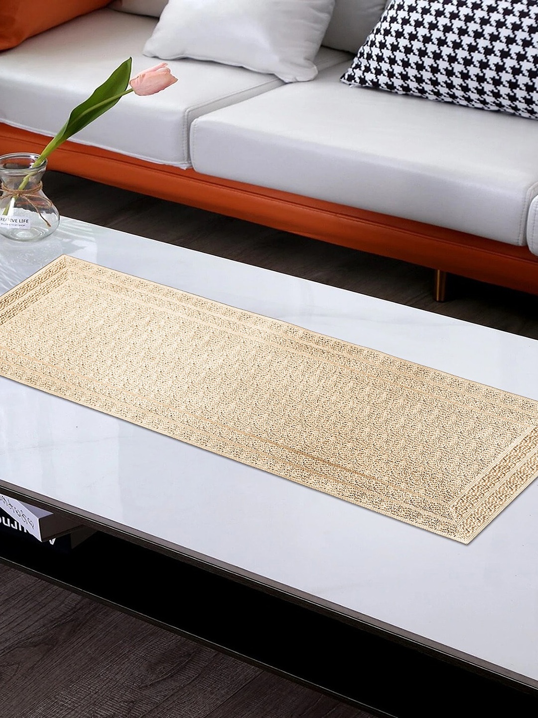

Dakshya Industries Beige Jaali Design PVC Waterproof Runner