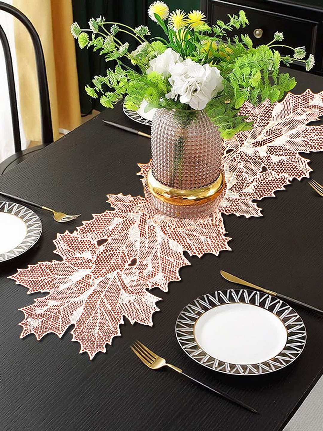 

Dakshya Industries Copeer Toned Textured Patjhad Table Runners, Copper