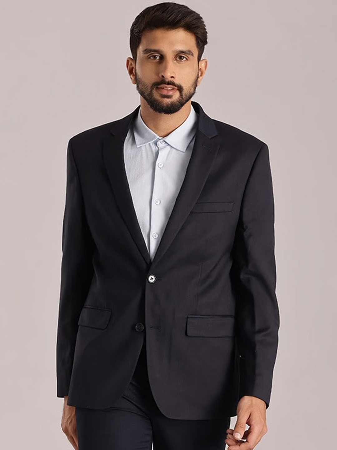 

Indian Terrain Notched Lapel Single Breasted Blazer, Navy blue