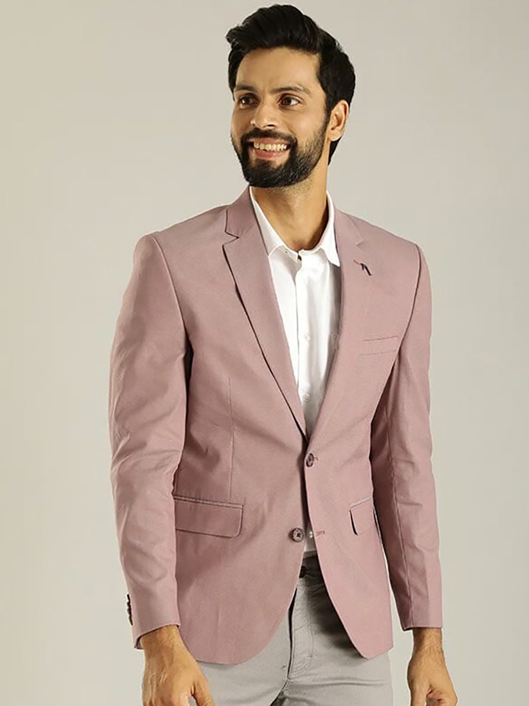 

Indian Terrain Notched Lapel Single Breasted Blazer, Pink