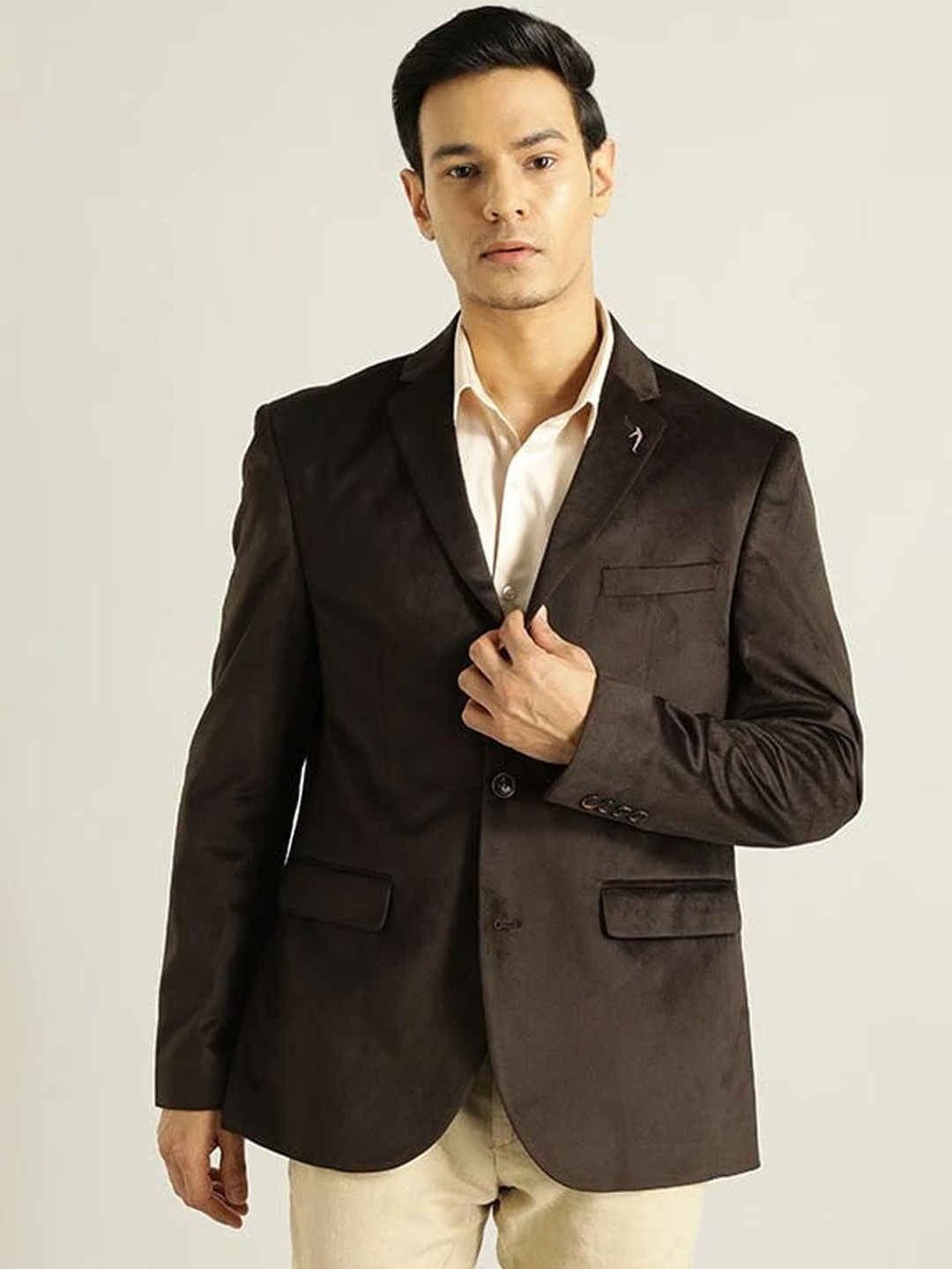 

Indian Terrain Notched Lapel Single Breasted Blazer, Brown