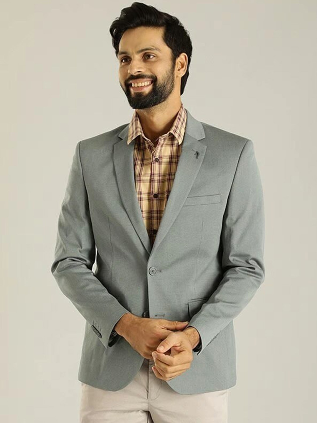 

Indian Terrain Men Regular-Fit Single-Breasted Formal Blazer, Grey