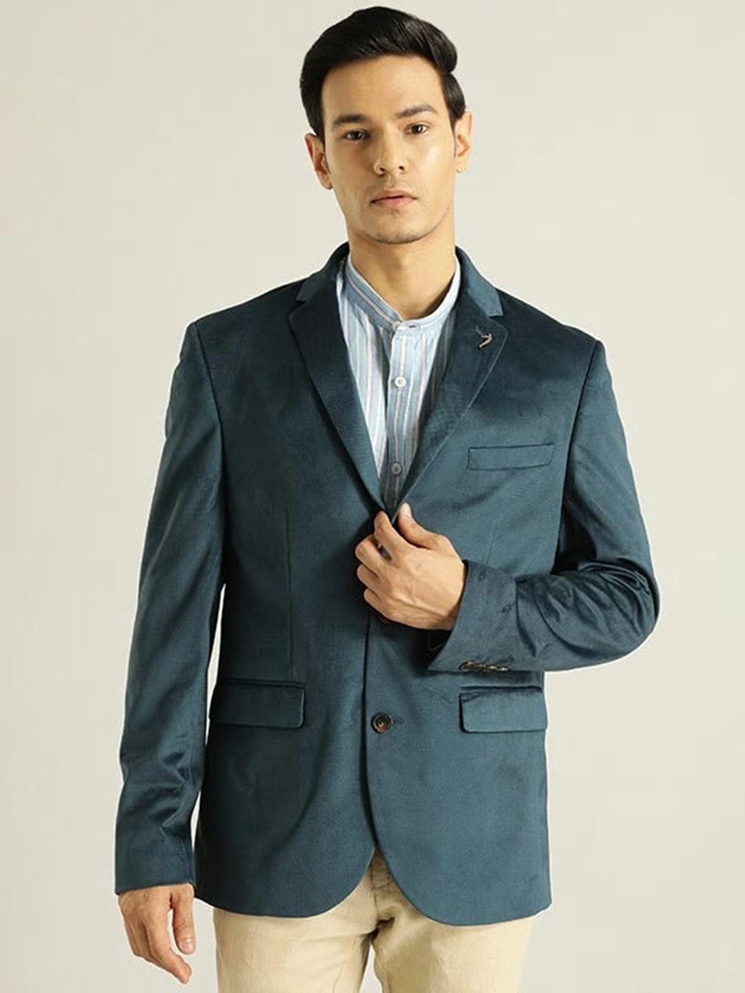 

Indian Terrain Men Regular-Fit Single-Breasted Formal Blazer, Teal