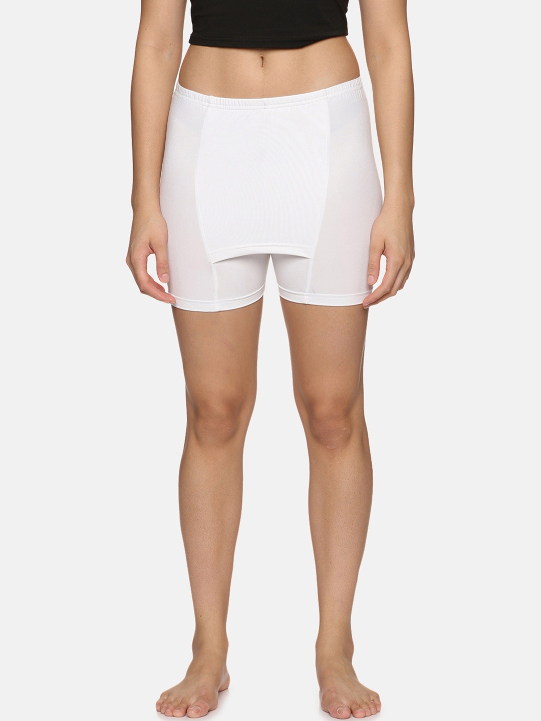 

NOT YET by us Front Double Layer Stretchable Lounge shorts, White