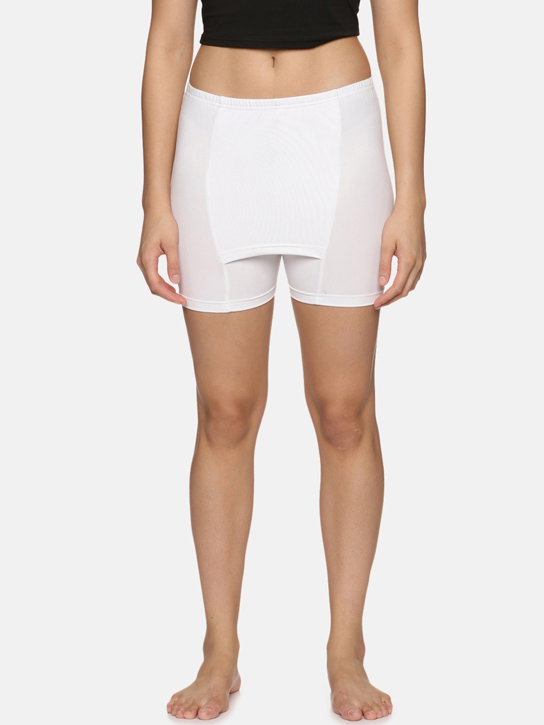 

NOT YET by us Front Double Layer Stretchable Lounge shorts, White