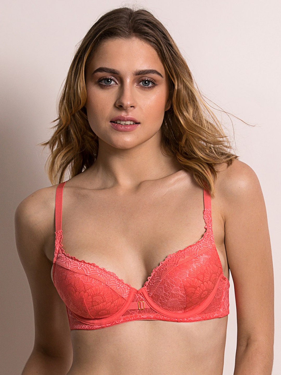 

Zivame Coral Self Design Underwired Lightly Padded T-shirt Bra ZI0101I06EZPINK