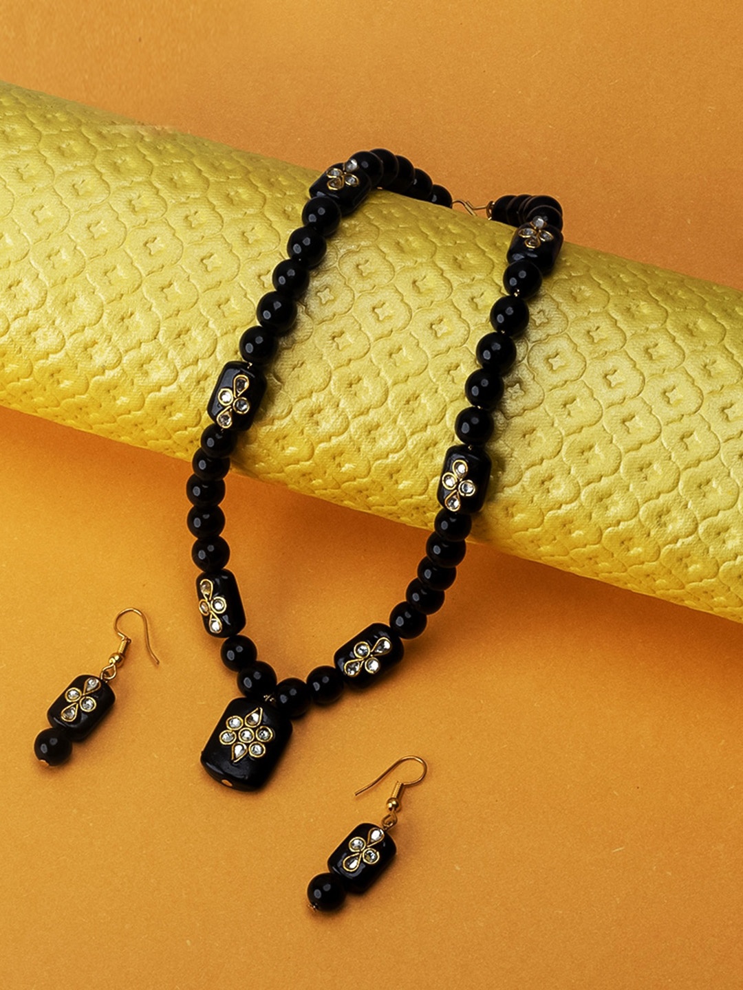 

Mikado Gold-Plated Pearls Beaded Jewellery Set, Black