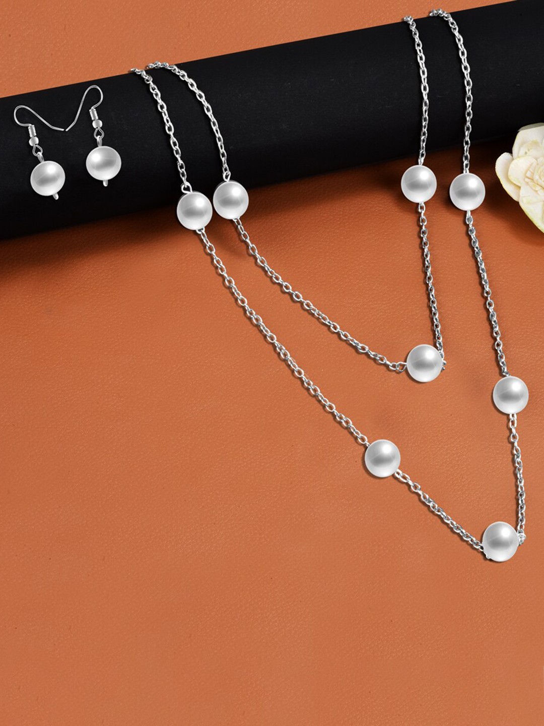 

Mikado Artificial Beaded Layered Necklace Set, White