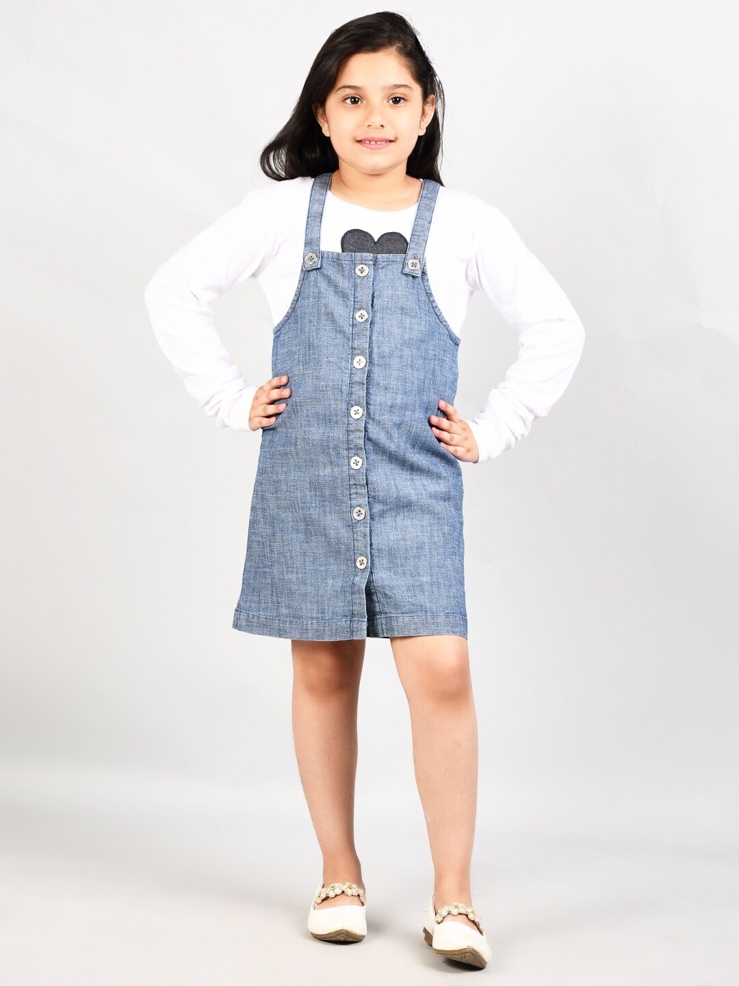 

VYN Denim Pinafore Dress, Blue