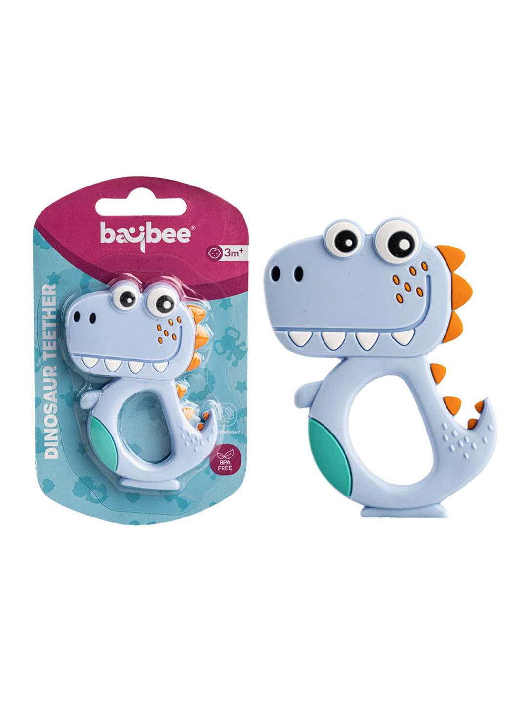 

BAYBEE Infants Textured Dinosaur-Shaped Silicone Chewable Teether, Purple