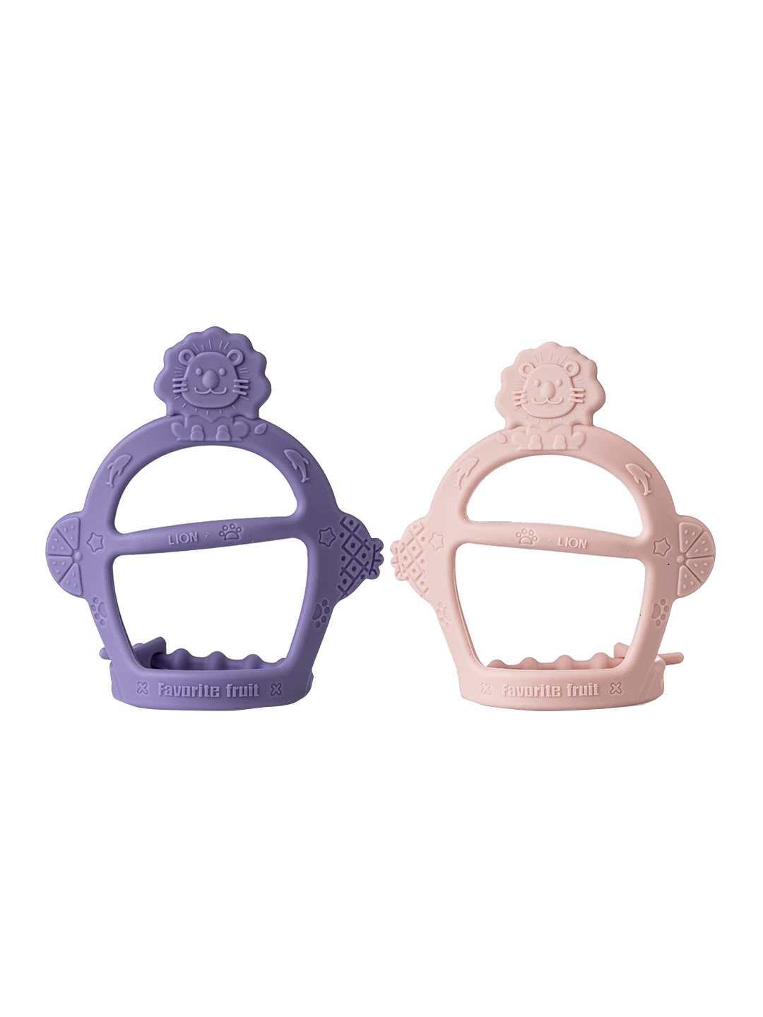 

BAYBEE Infants Set Of 2 Textured Silicone Chewable Wrist Teether, Pink