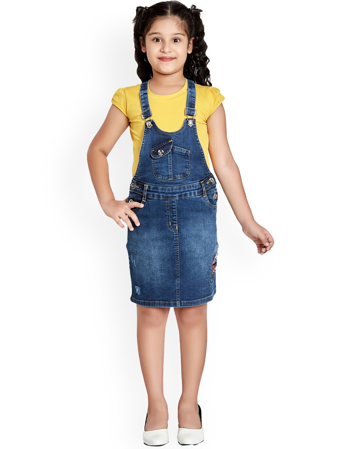 

Peppermint Girls Pure Cotton Pinafore Dress, Navy blue