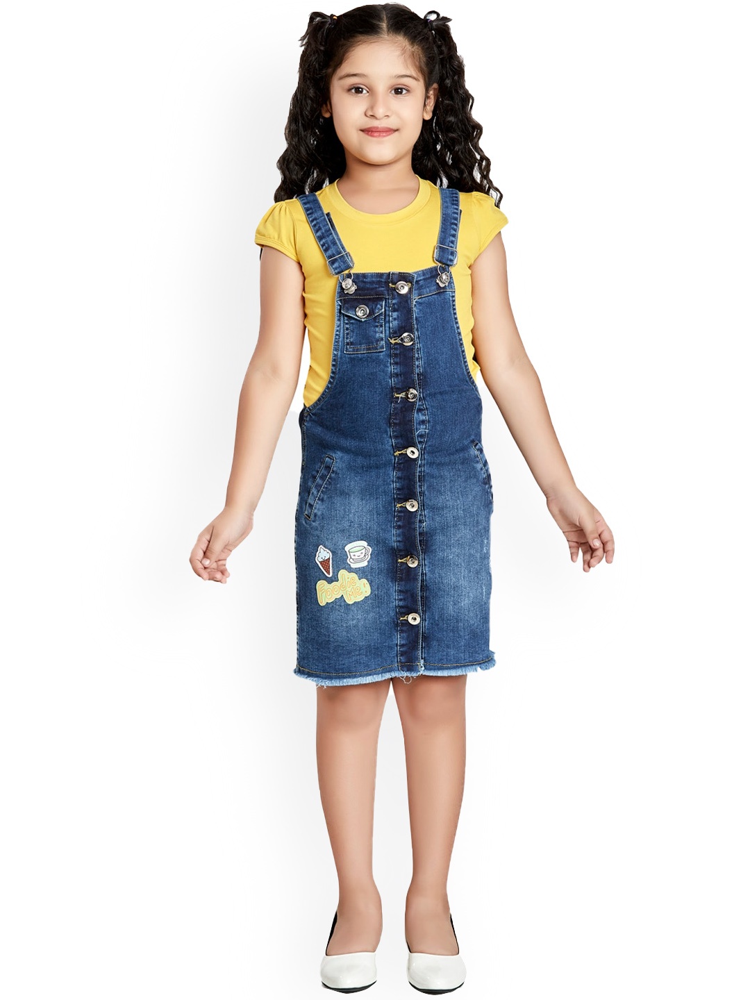 

Peppermint Girls Pure Cotton Dungarees With Cap Sleeve Top, Navy blue