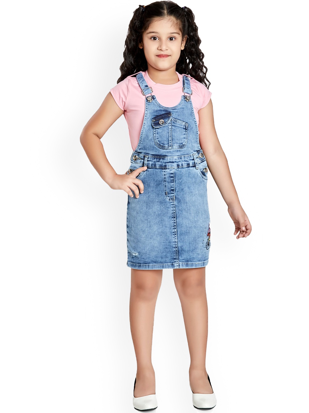 

Peppermint Girls Pure Cotton Pinafore With T-Shirt, Pink