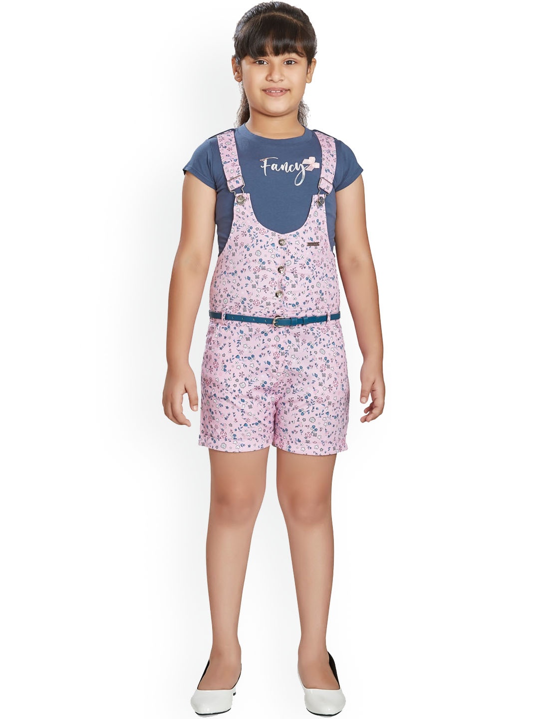 

Peppermint Girls Floral Printed Dungaree, Pink