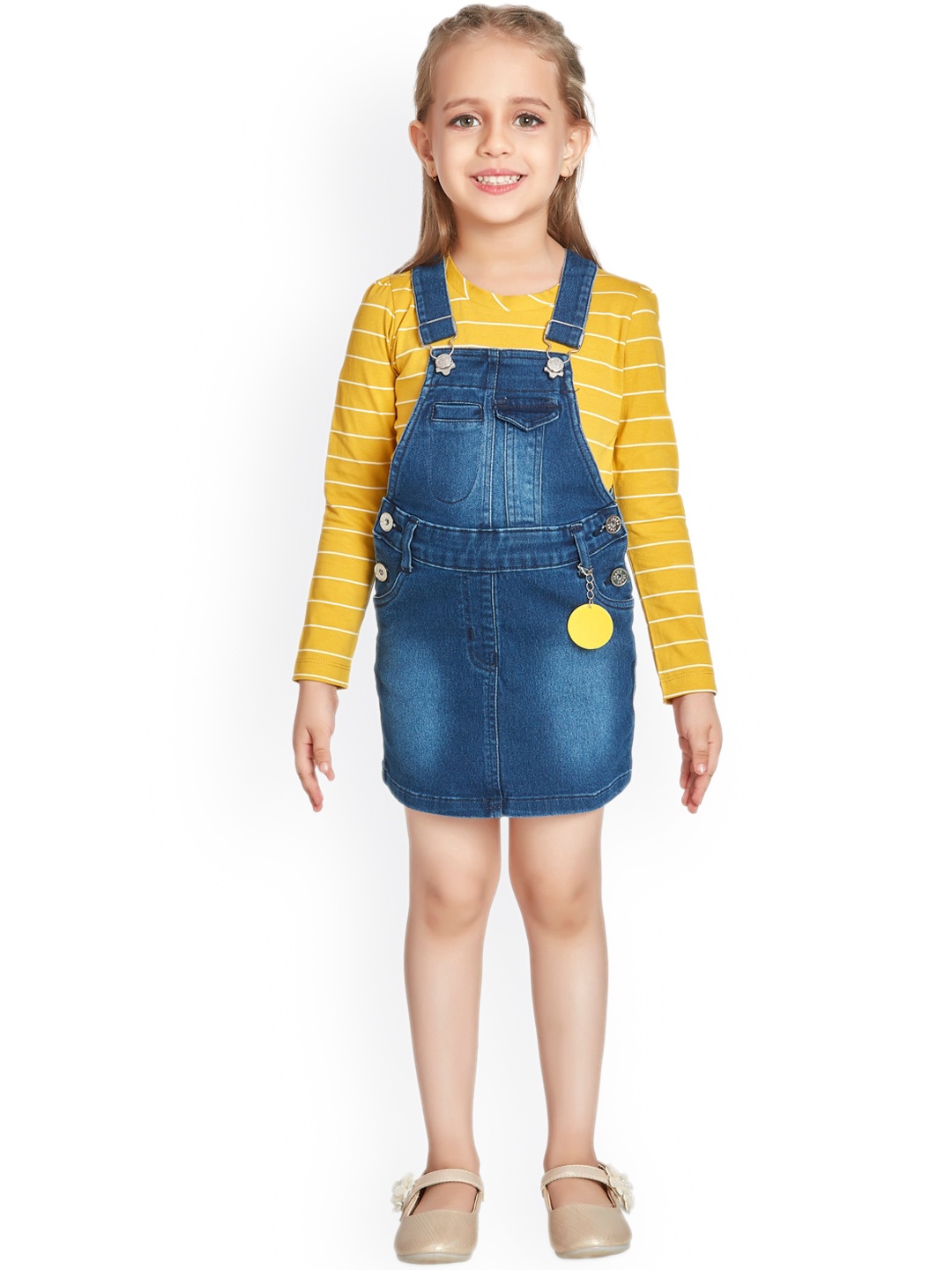 

Peppermint Girls Flared Denim Dungaree, Blue