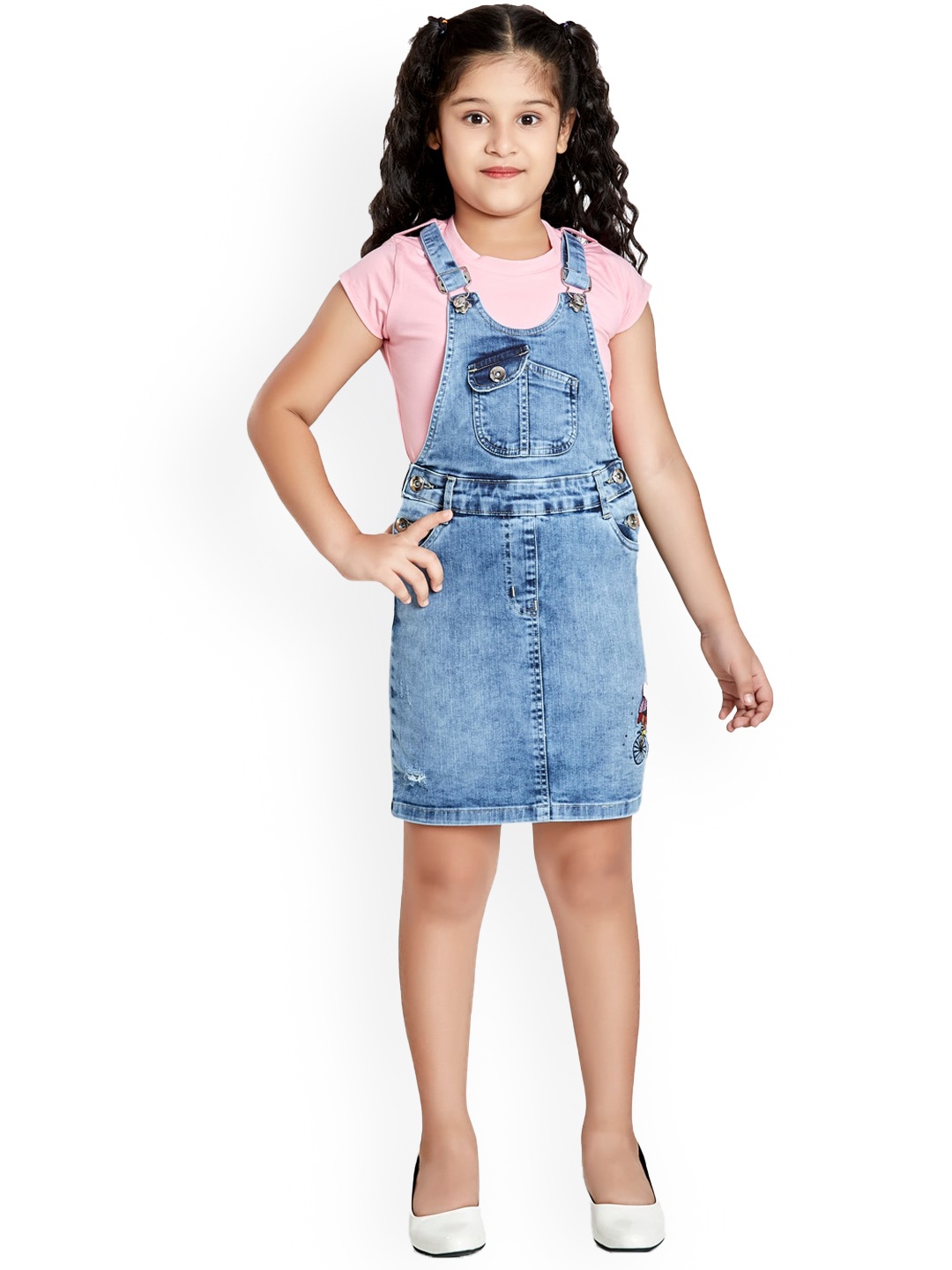 

Peppermint Girls Pure Cotton Dungarees With Cap Sleeve Top, Blue