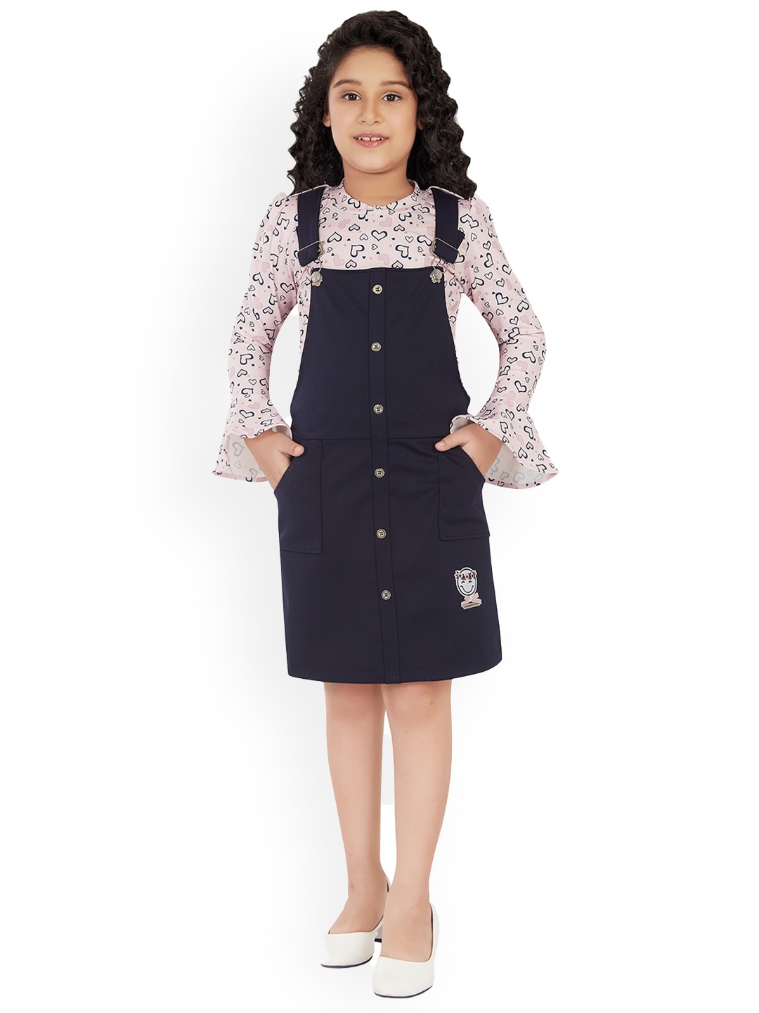 

Peppermint Girls Pinafore Dress, Navy blue