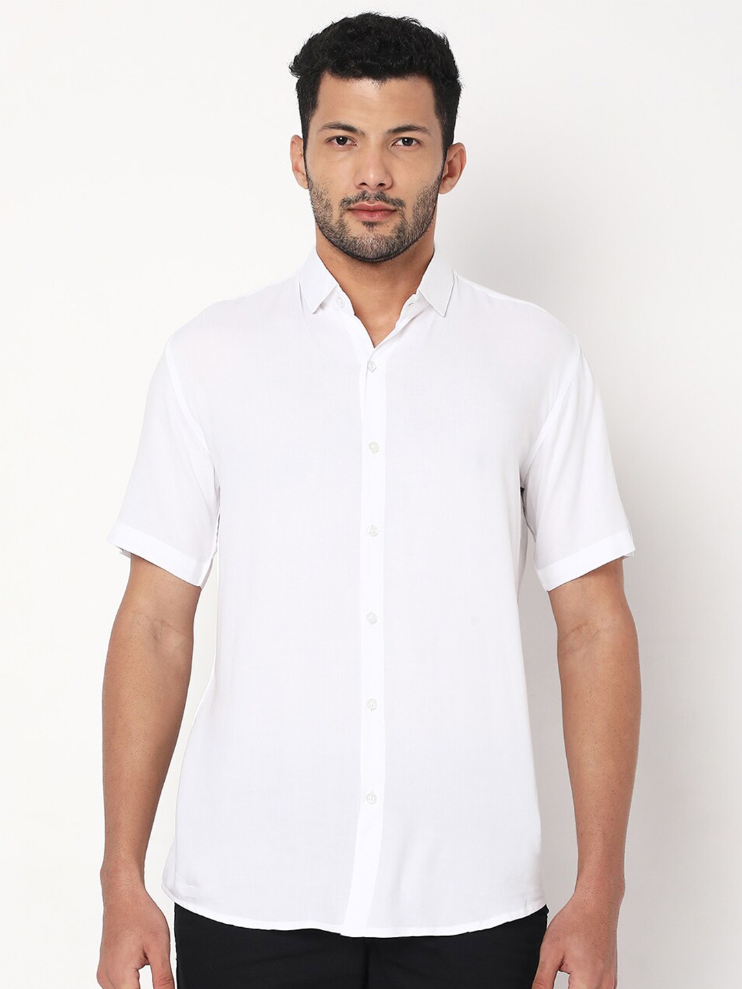 

7Shores Classic Spread Collar Short Sleeve Casual Shirt, White