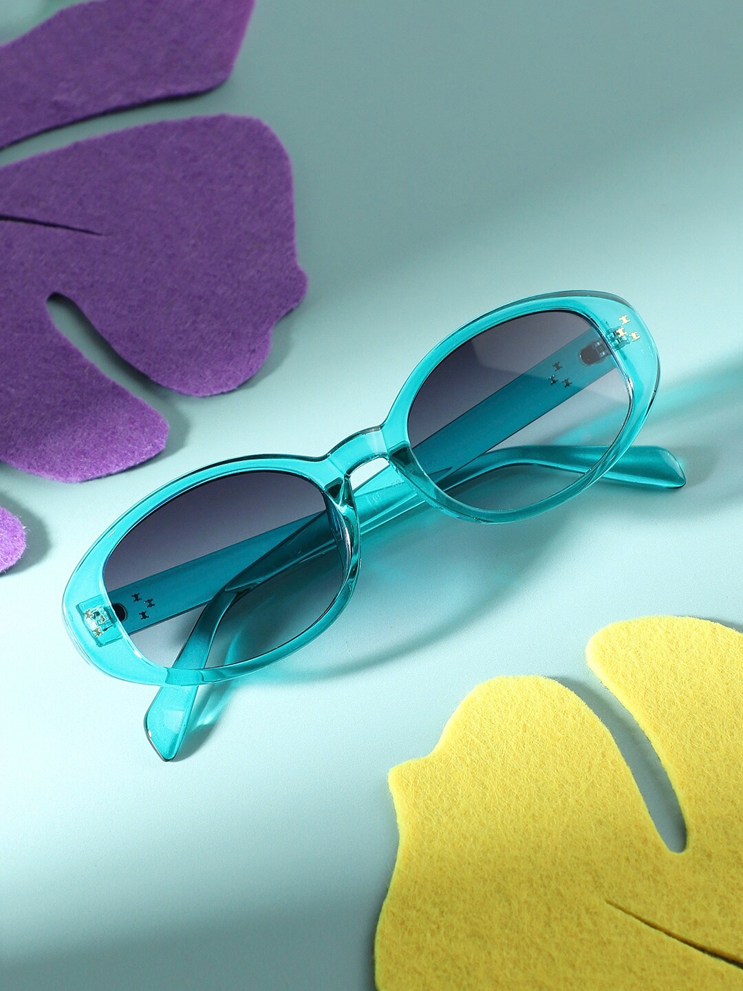 

HAUTE SAUCE by Campus Sutra Unisex Oval Sunglasses with UV Protected Lens, Teal