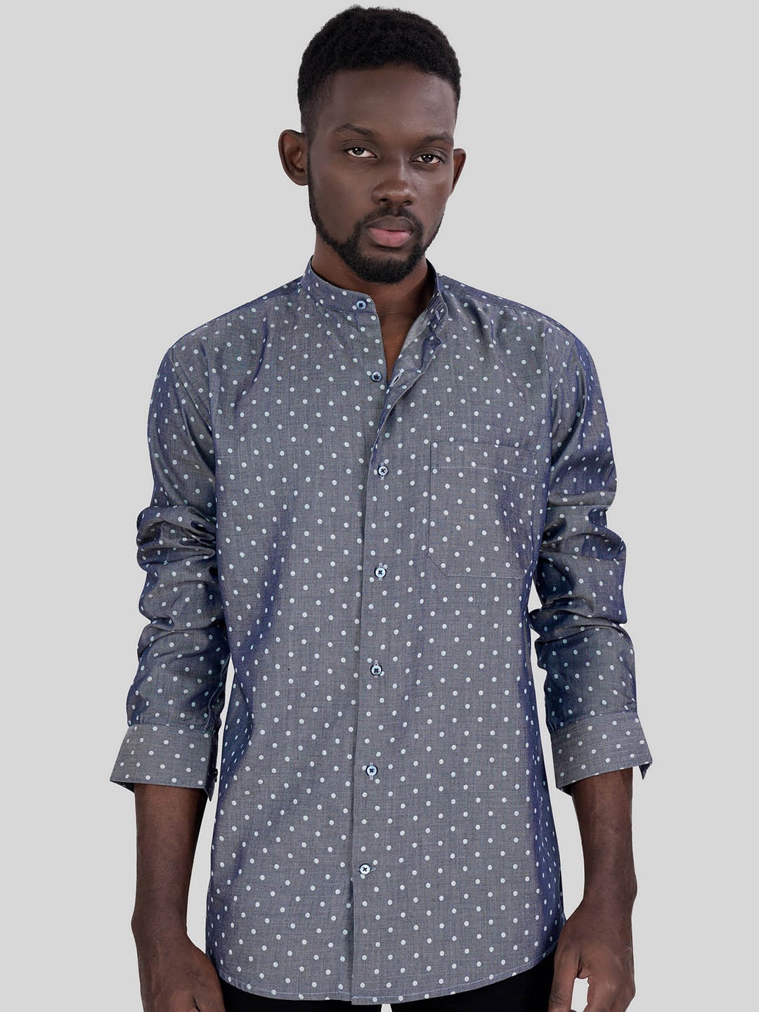 

FRENCH CROWN Standard Polka Dots Printed Cotton Casual Shirt, Blue