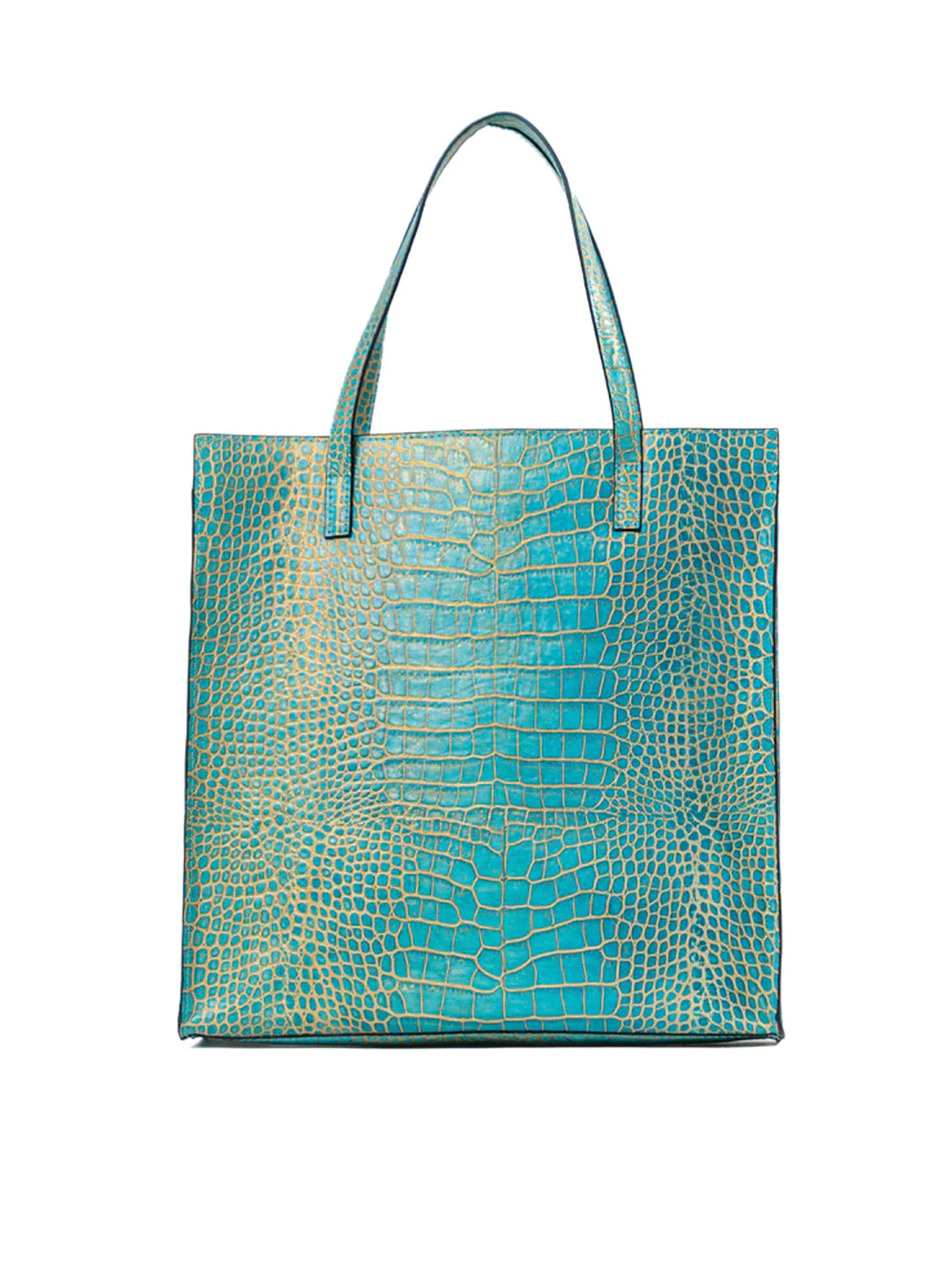 

Mistry Animal Leather Oversized Shopper Tote Bag, Turquoise blue
