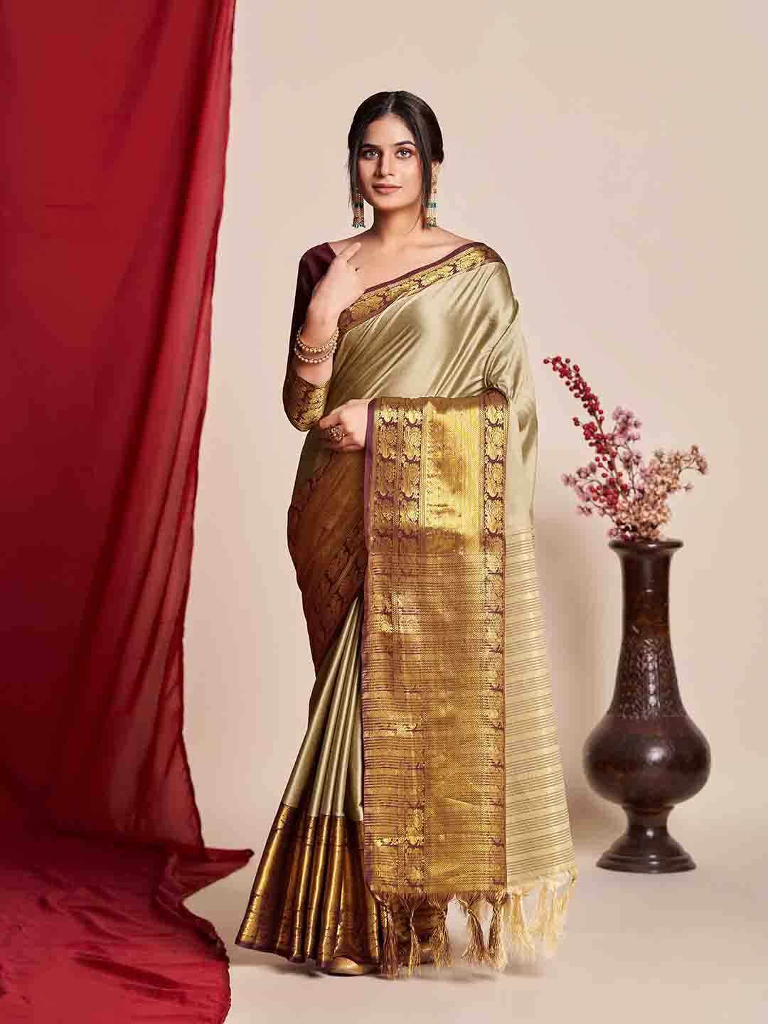 

Mitera Woven Design Zari Saree, Beige