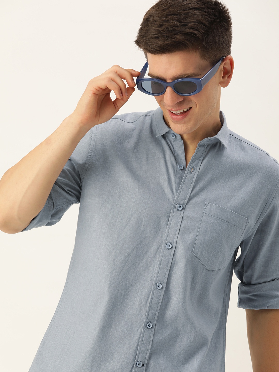 

Mast & Harbour Men Classic Slim Fit Opaque Casual Shirt, Grey