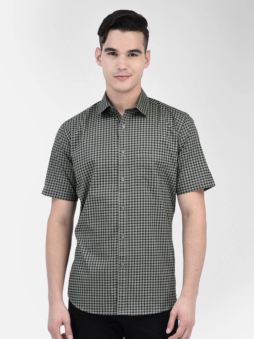 

Zeal Grid Tattersall Checked Standard Pure Cotton Casual Shirt, Sea green