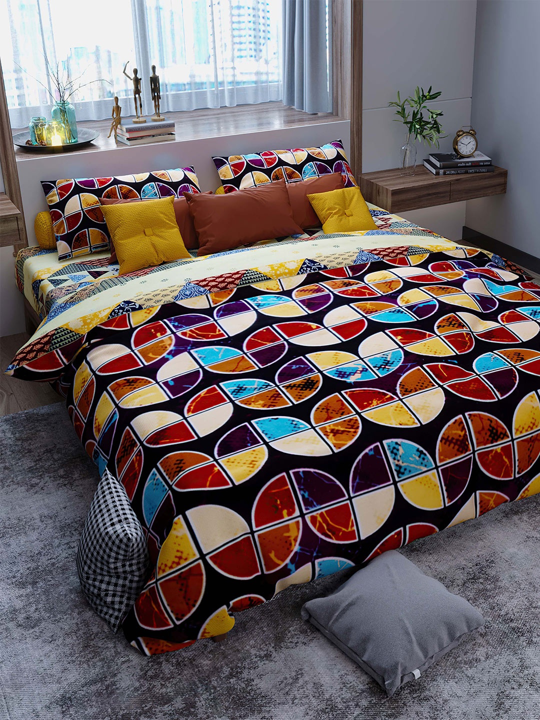 

LABHAM Crystal Red Floral Printed Heavy Winter Cotton 150 GSM Double Bed Comforter