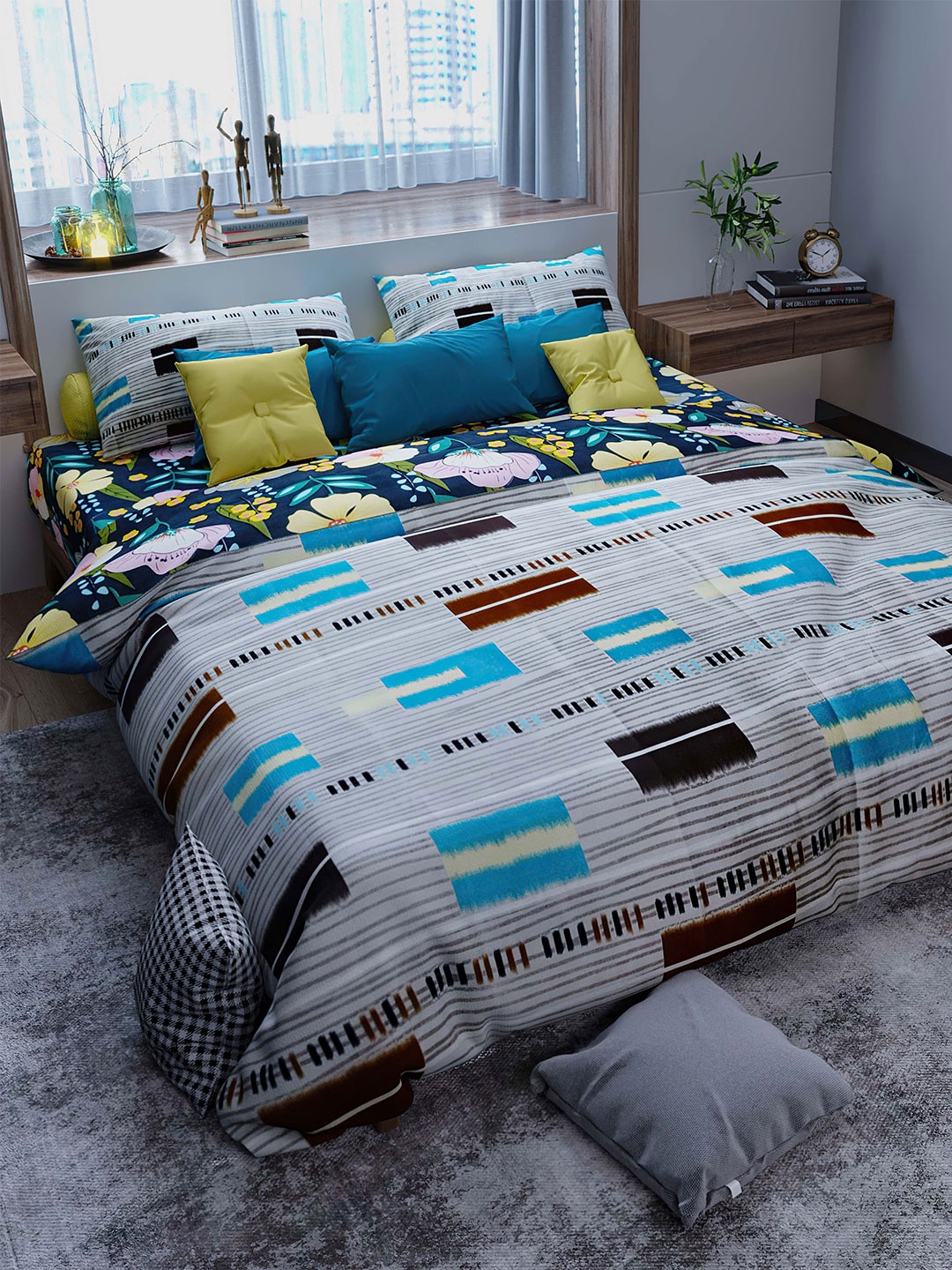 

LABHAM Crystal Comforter Brown & Beige Heavy Winter Cotton 150 GSM Double Bed Comforter