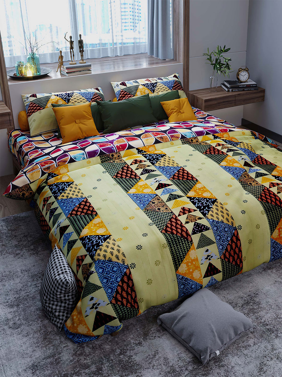 

LABHAM Crystal Comforter Yellow Floral Heavy Winter Cotton 150 GSM Double Bed Comforter