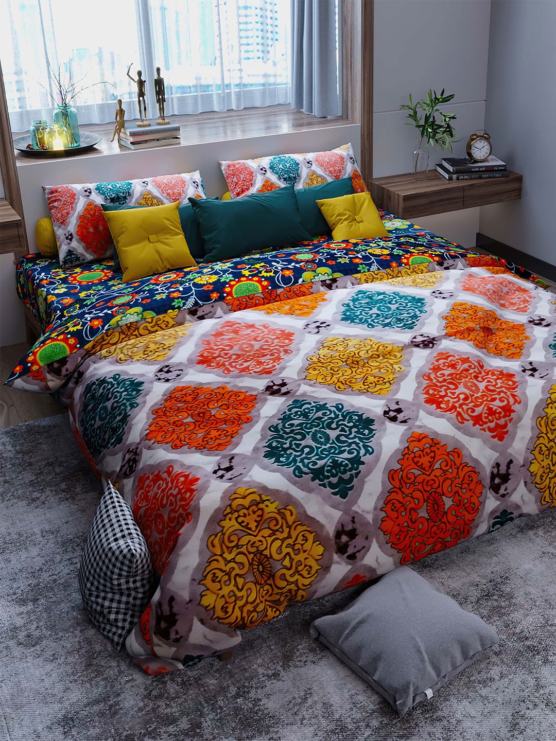 

LABHAM Crystal Comforter Yellow Floral Heavy Winter Cotton 150 GSM Double Bed Comforter