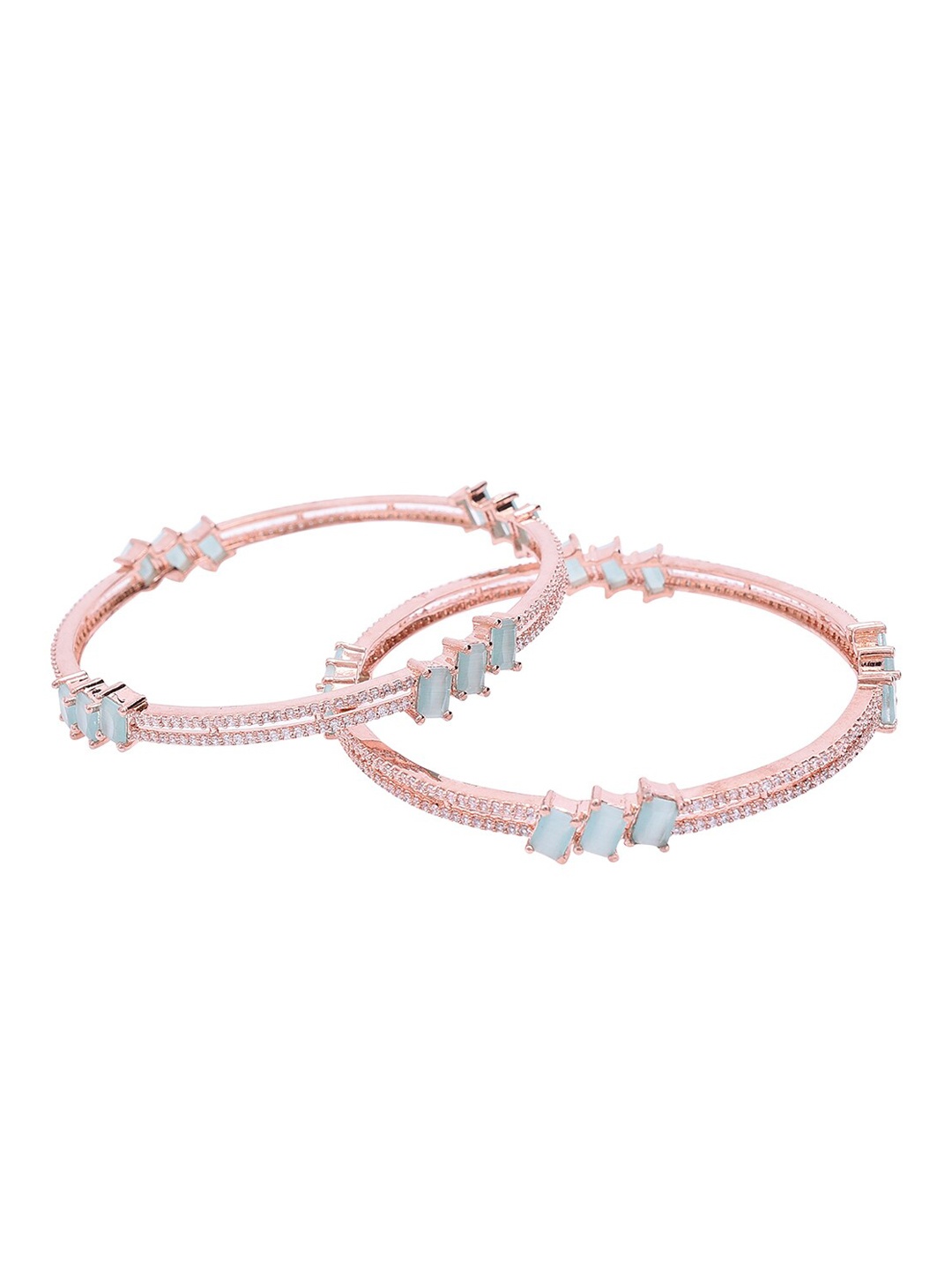 

RATNAVALI JEWELS Set Of 2 Rose Gold-Plated Bangles