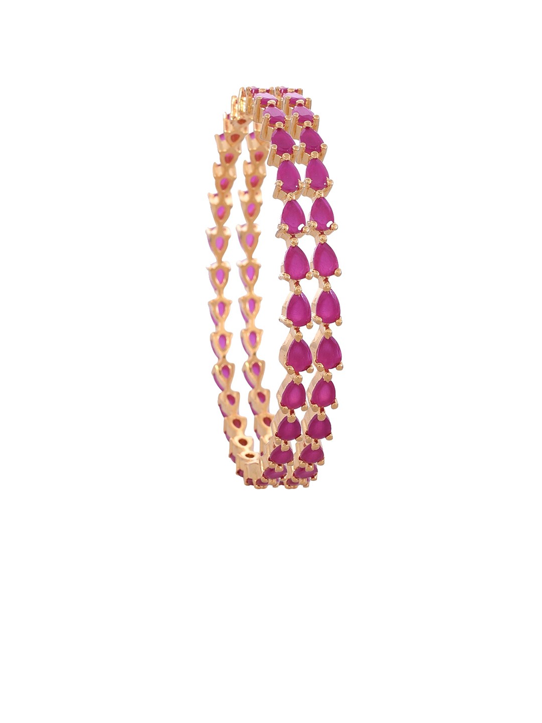 

RATNAVALI JEWELS Set Of 2 Gold-Plated Stone Studded Bangles, Pink