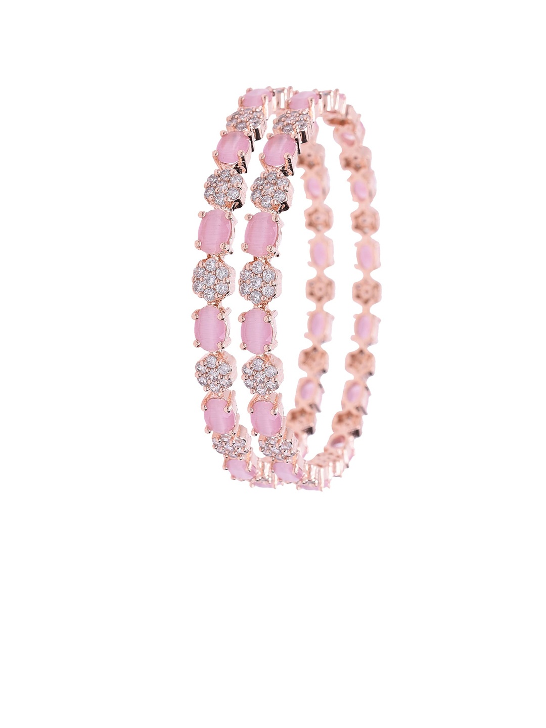 

RATNAVALI JEWELS Set Of 2 Rose Gold-Plated Stone Studded Bangles