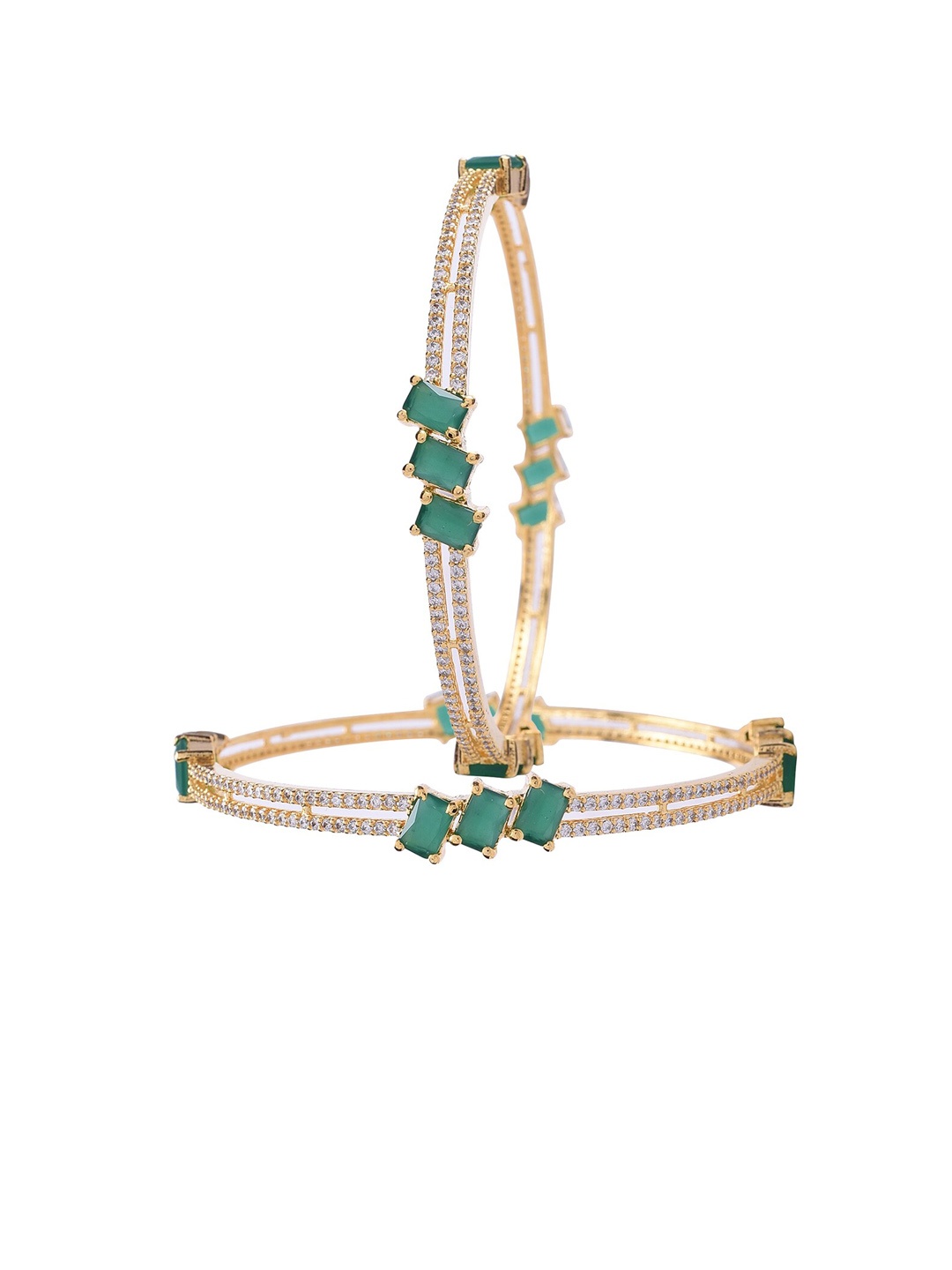 

RATNAVALI JEWELS Set Of 2 Gold-Plated AD-Studded Bangles