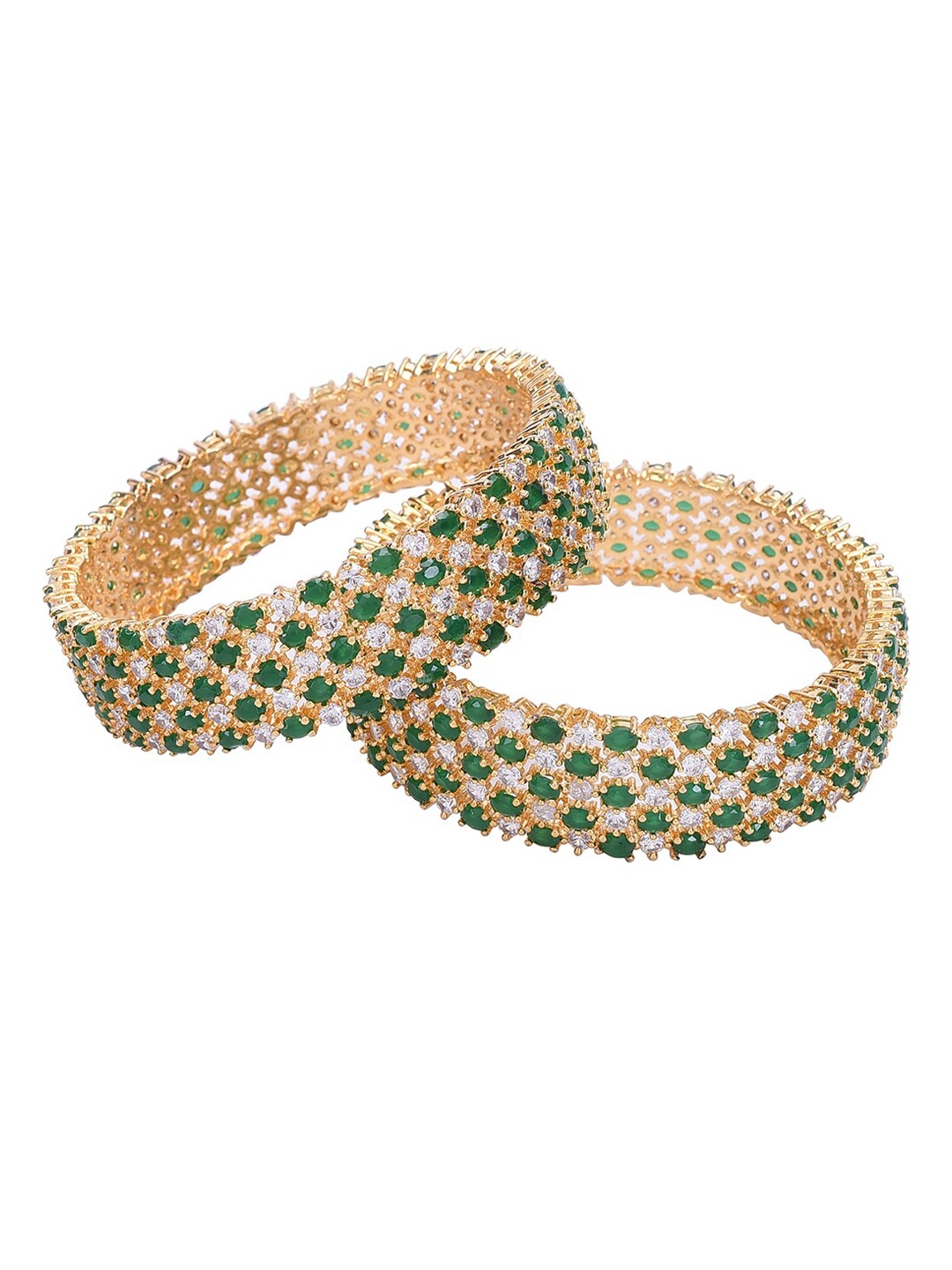 

RATNAVALI JEWELS Set Of 2 Gold-Plated AD-Studded Bangles