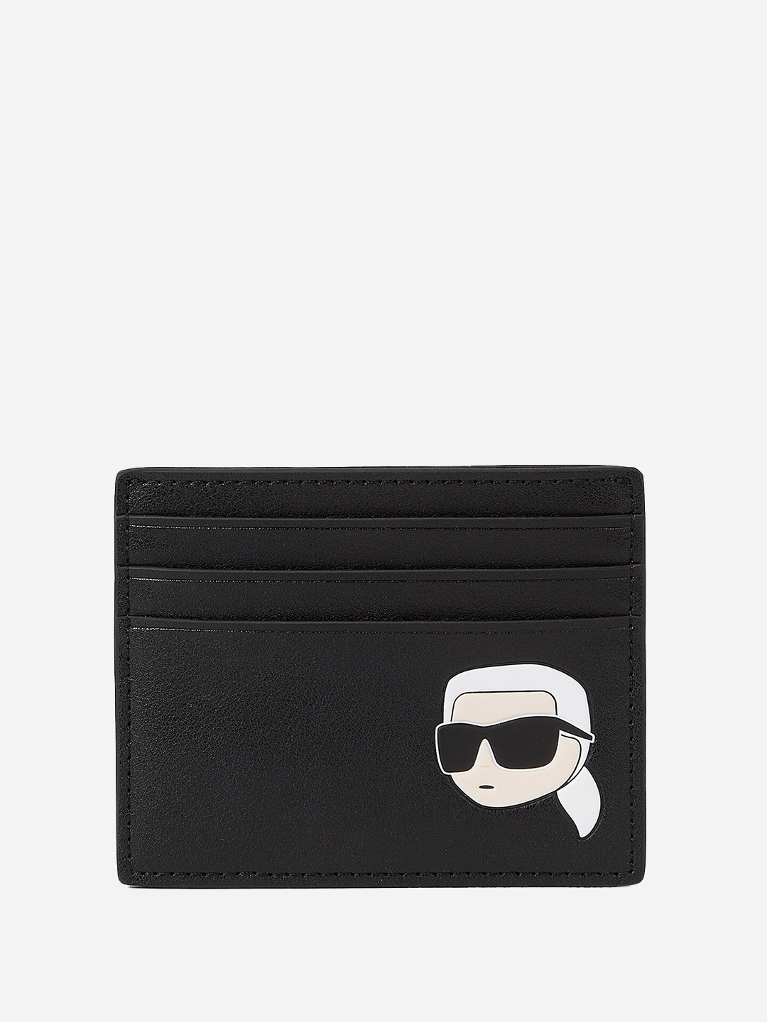 

Karl Lagerfeld Men Graphic Printed Leather Card Holder, Black
