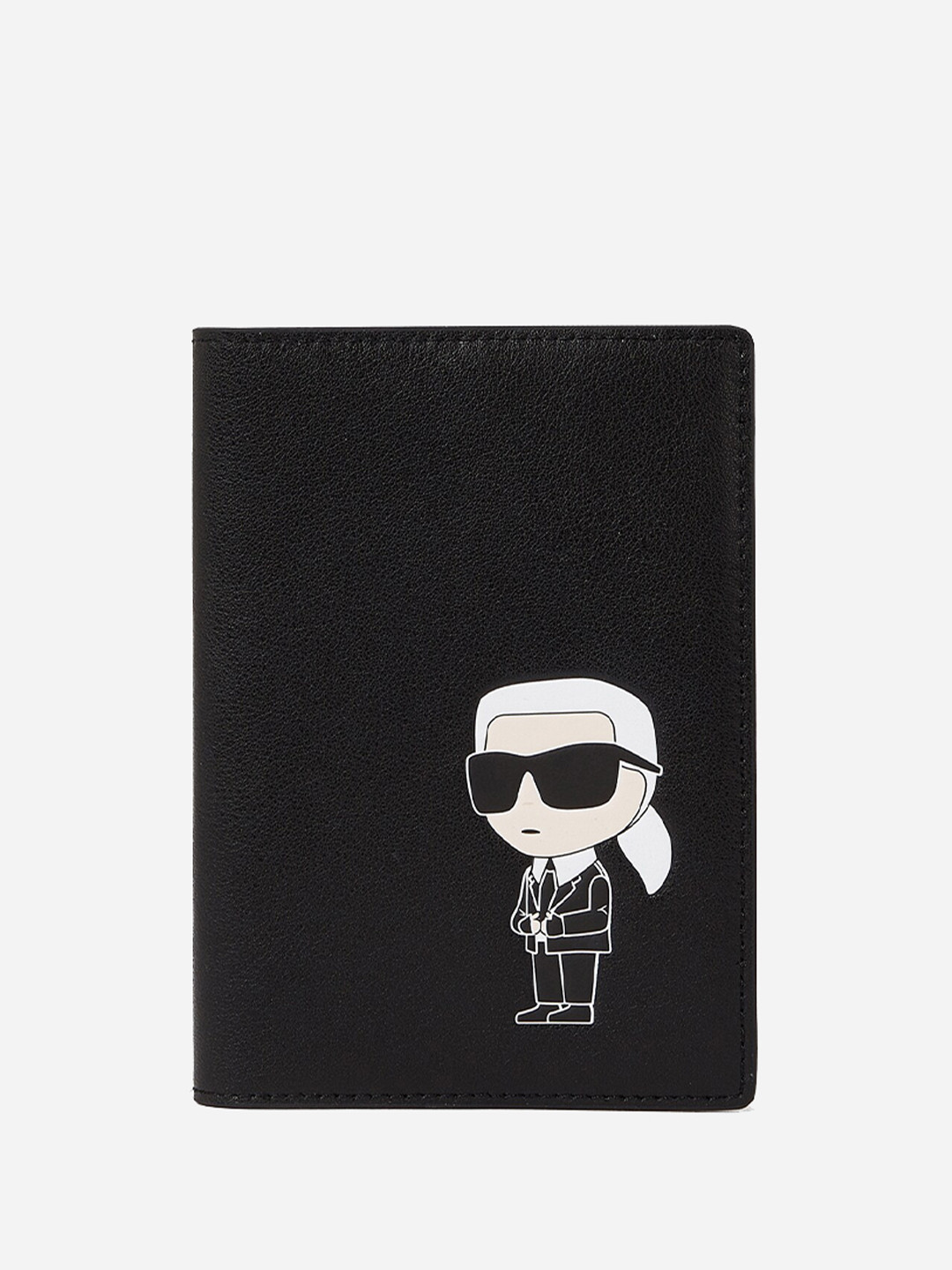 

Karl Lagerfeld Men Graphic Printed Leather Passport Holder, Black