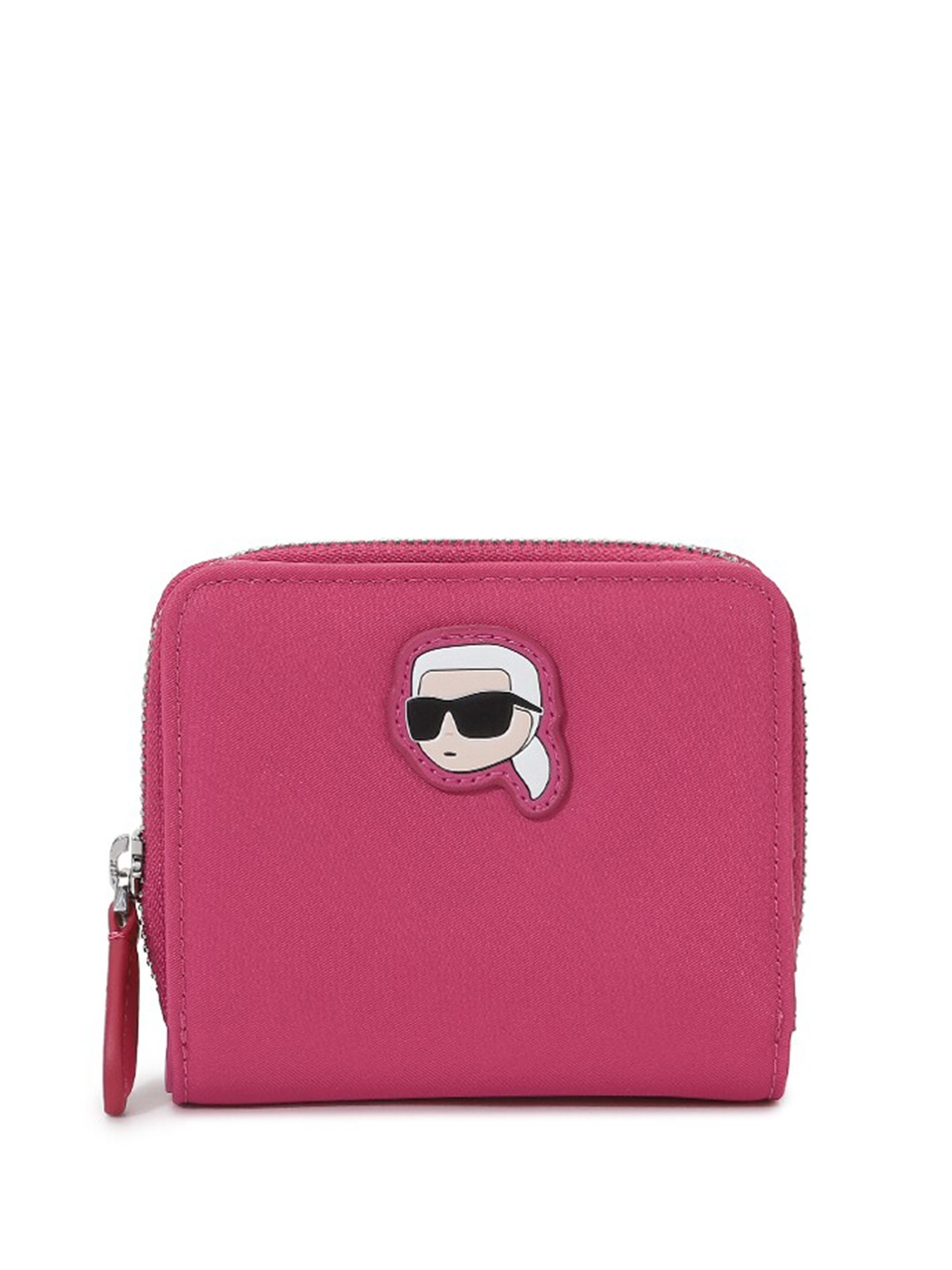 

Karl Lagerfeld Women Graphic Printed Leather Two Fold Wallet, Pink