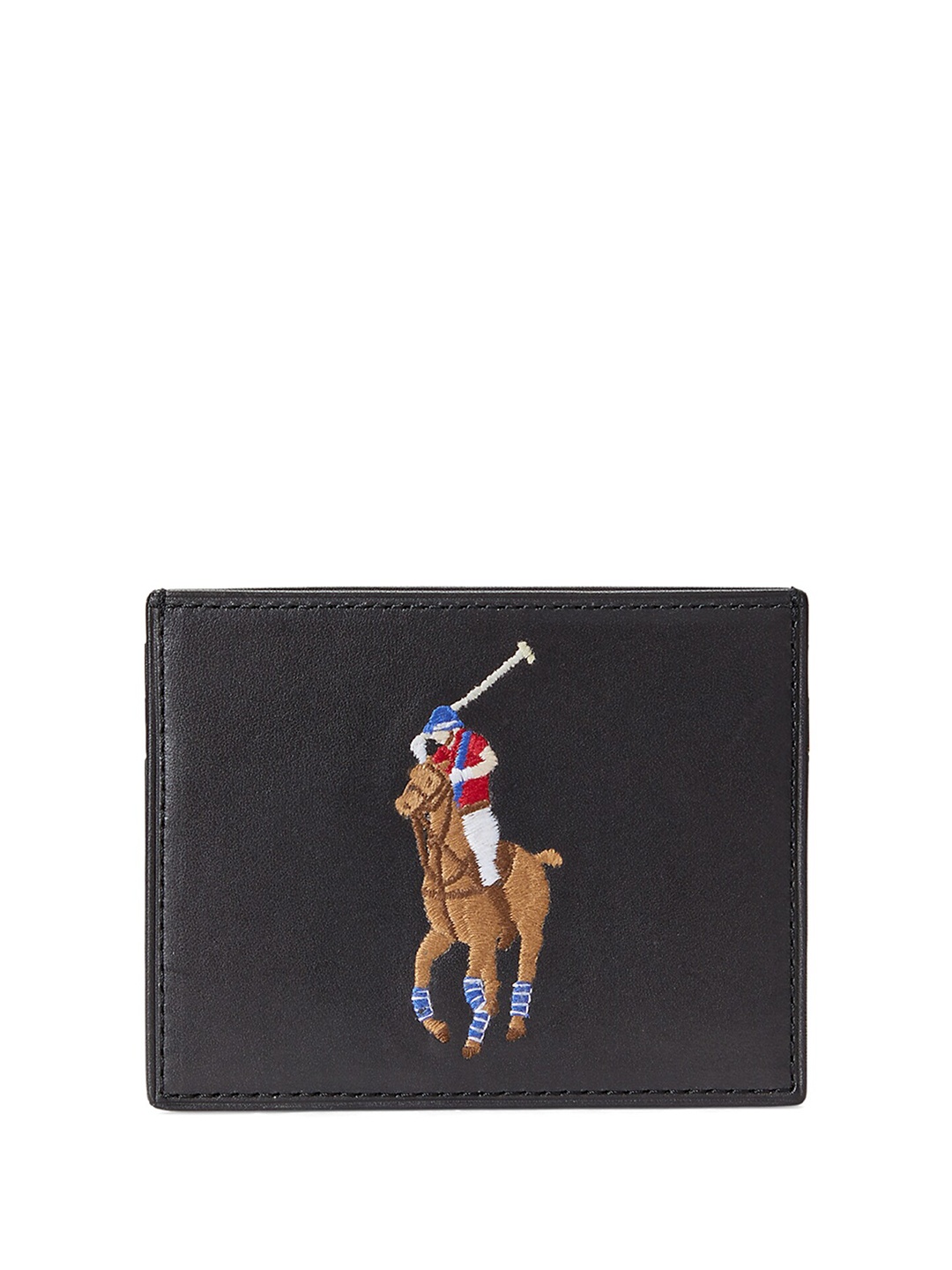 

Polo Ralph Lauren Men Big Pony Embroidered Leather Card Holder, Black