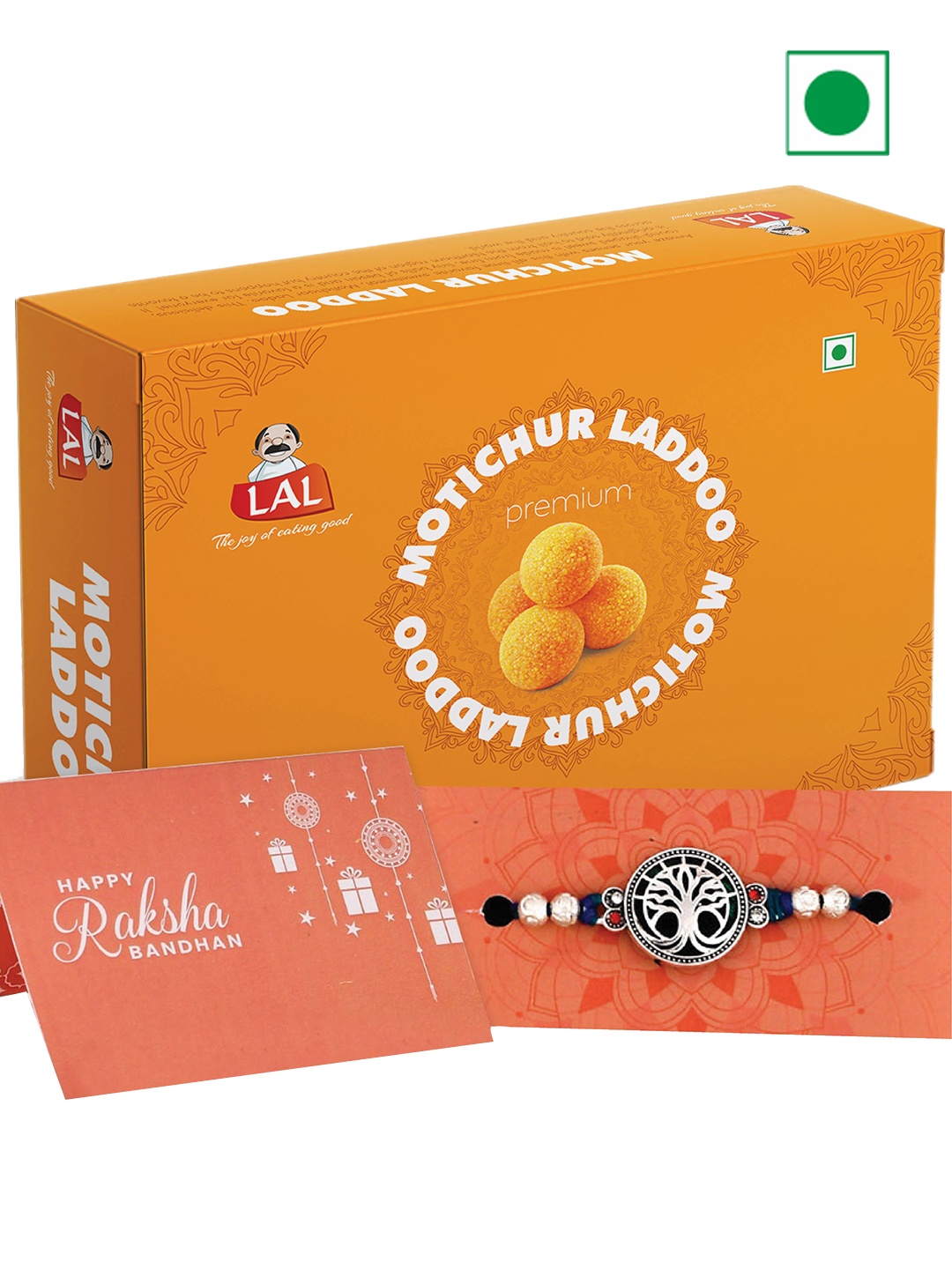 

LAL Motichur Laddoo With Thread Rakhi 400g, Black