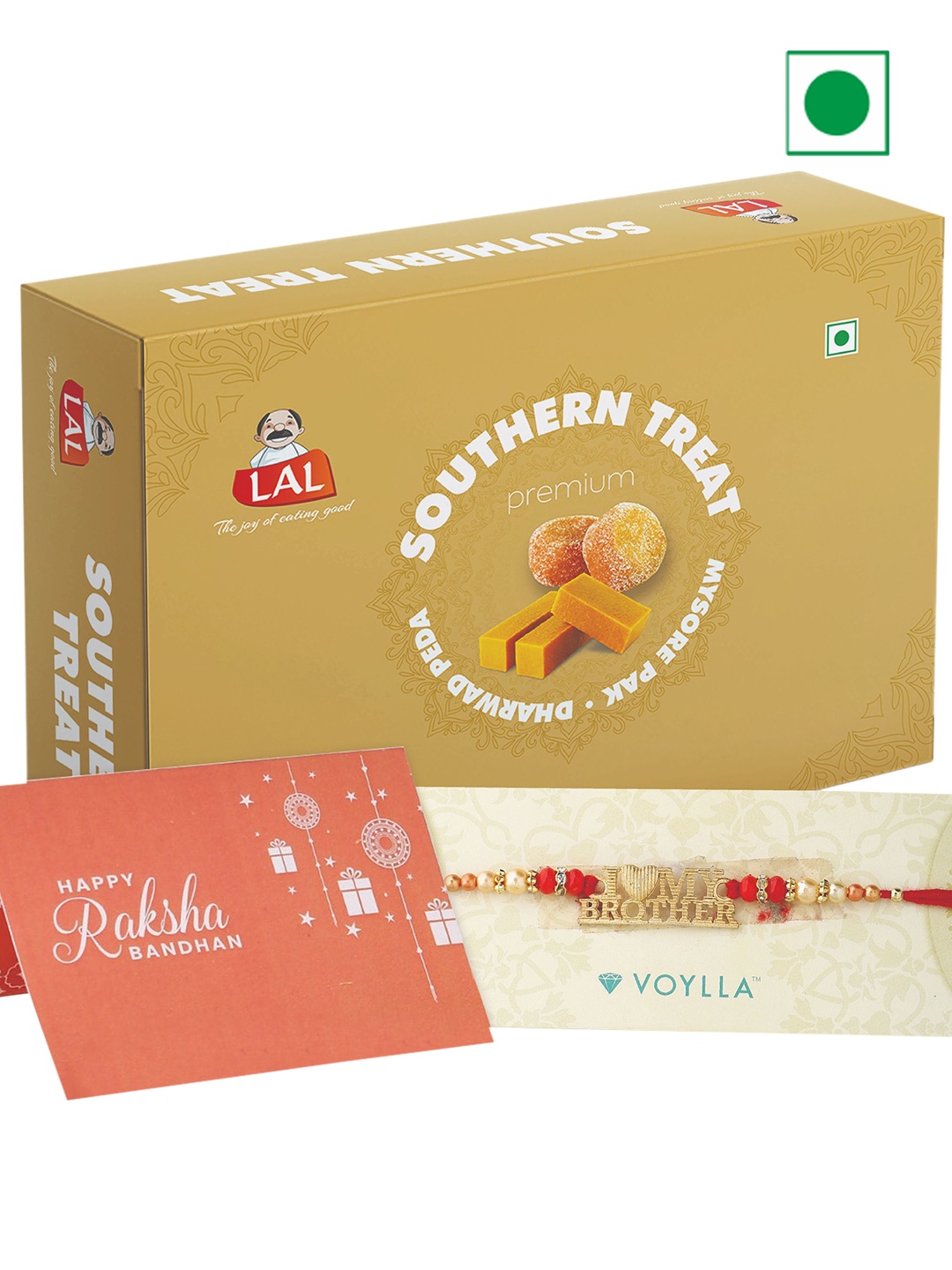 

LAL Southern Treat With Voylla I Love My Brother Designer Rakhi-400g, Red