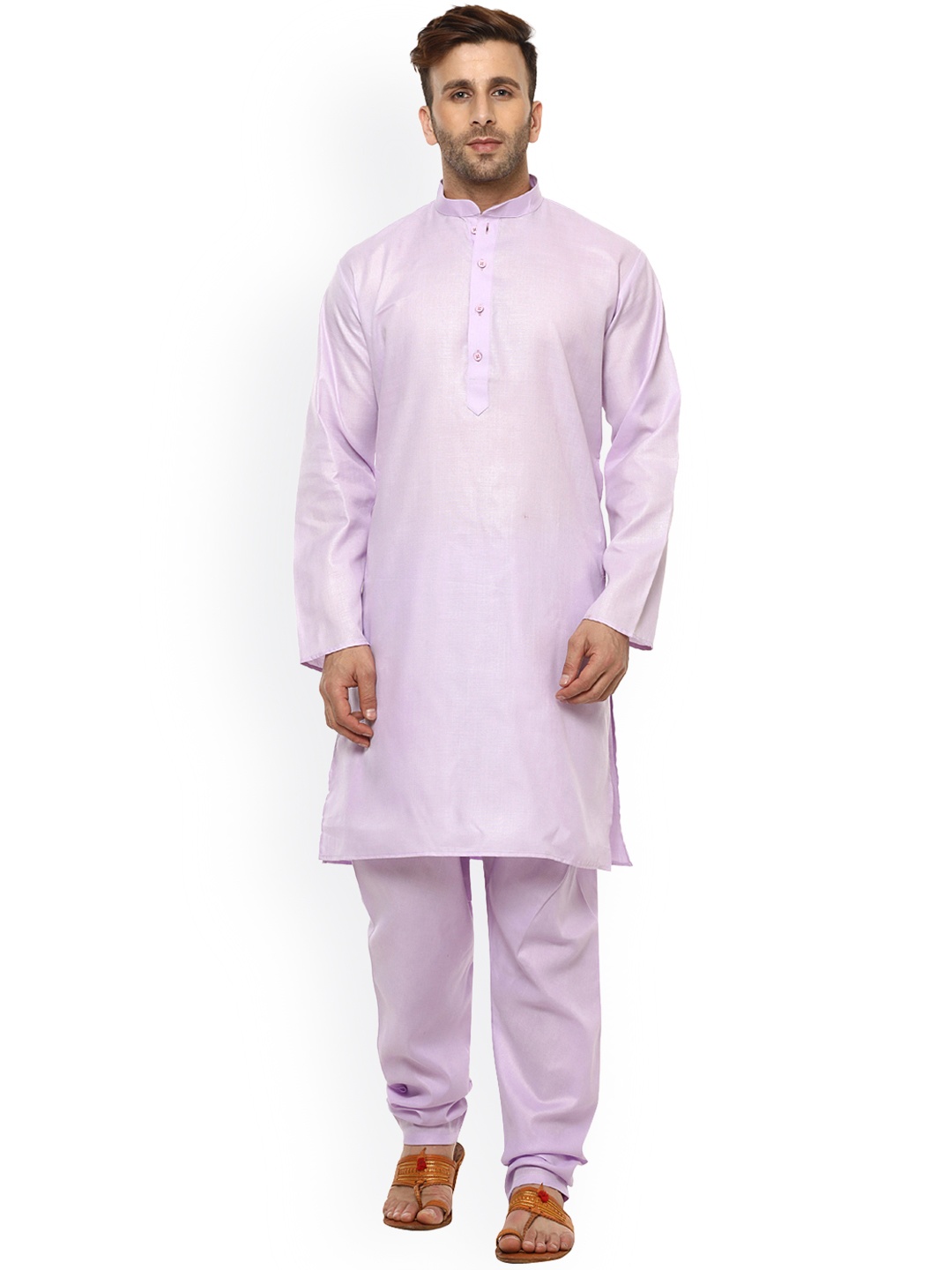 

Hangup Men Lavender Solid A-Line Kurta
