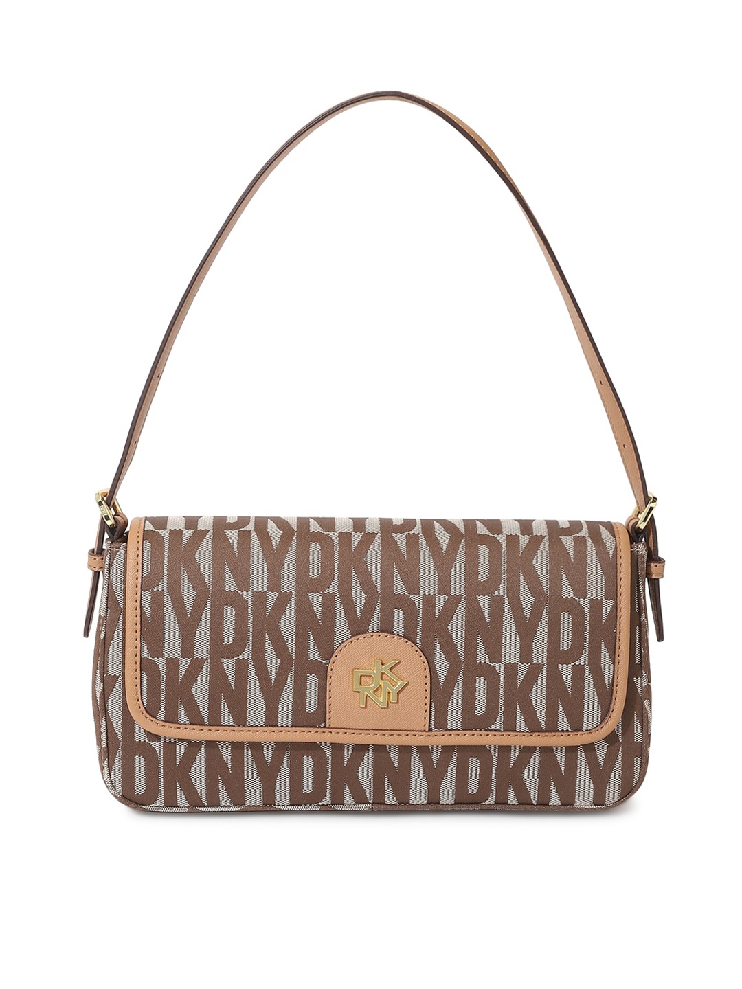 

DKNY Printed Leather Structured Jacquard Handheld Bag, Brown