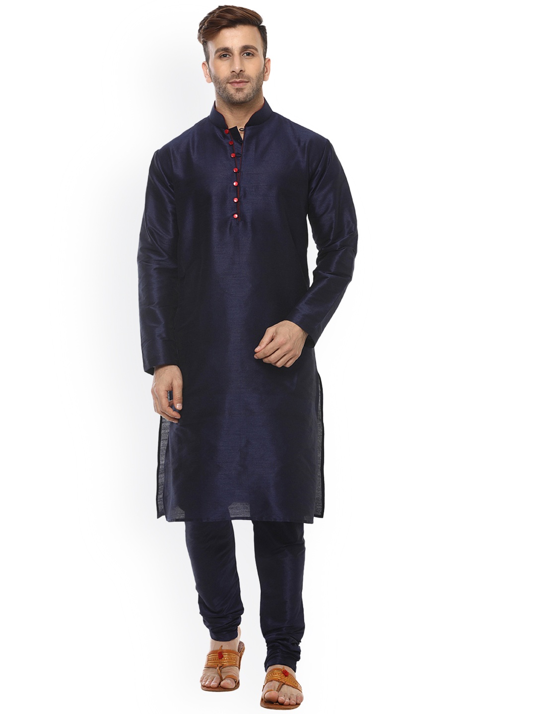 

Hangup Men Blue Solid Straight Kurta