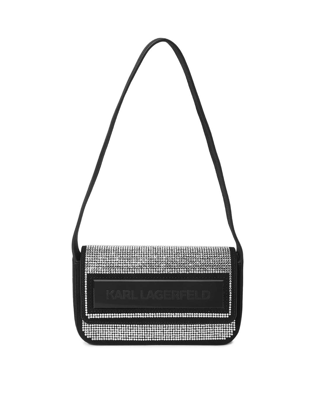 

Karl Lagerfeld Textured Leather Structured Satchel, Black