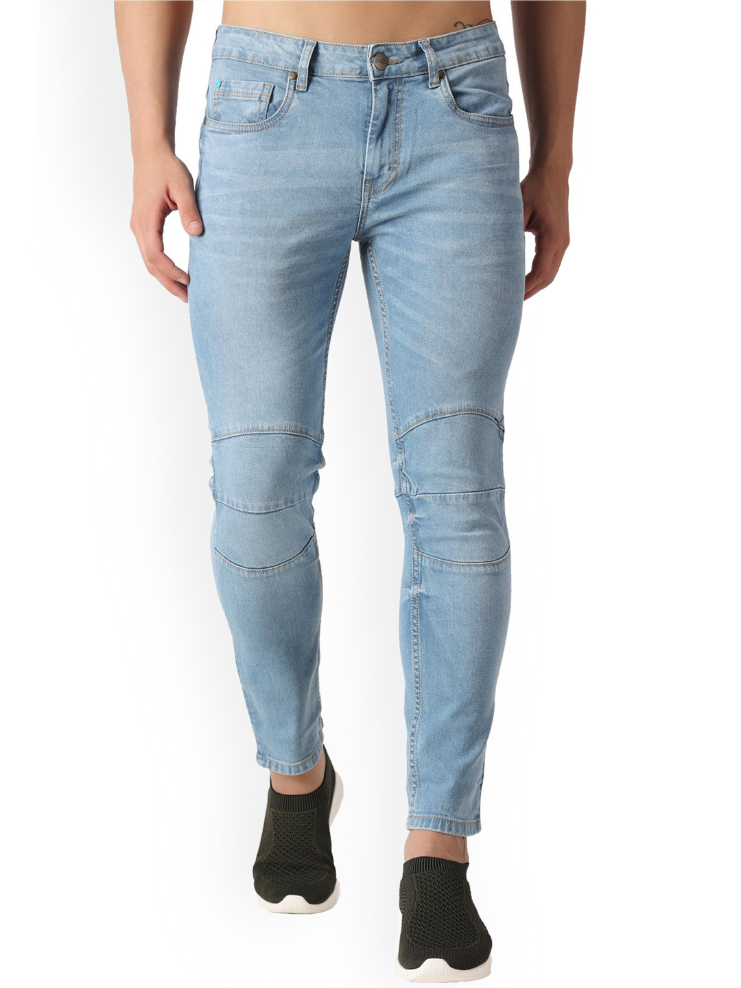 

Pupil London Men Clean Look Stretchable Cropped Jeans, Blue
