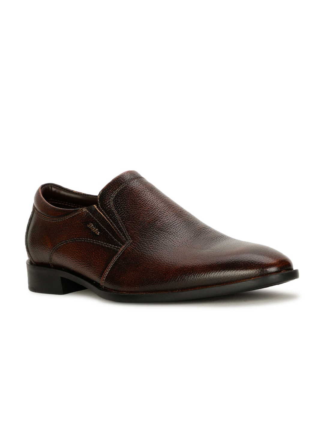 

Bata Men Textured Leather Formal Slip-On Shoes, Brown